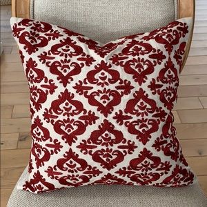 Pottery Barn Red Crewel Embroidered Pillow Cover
